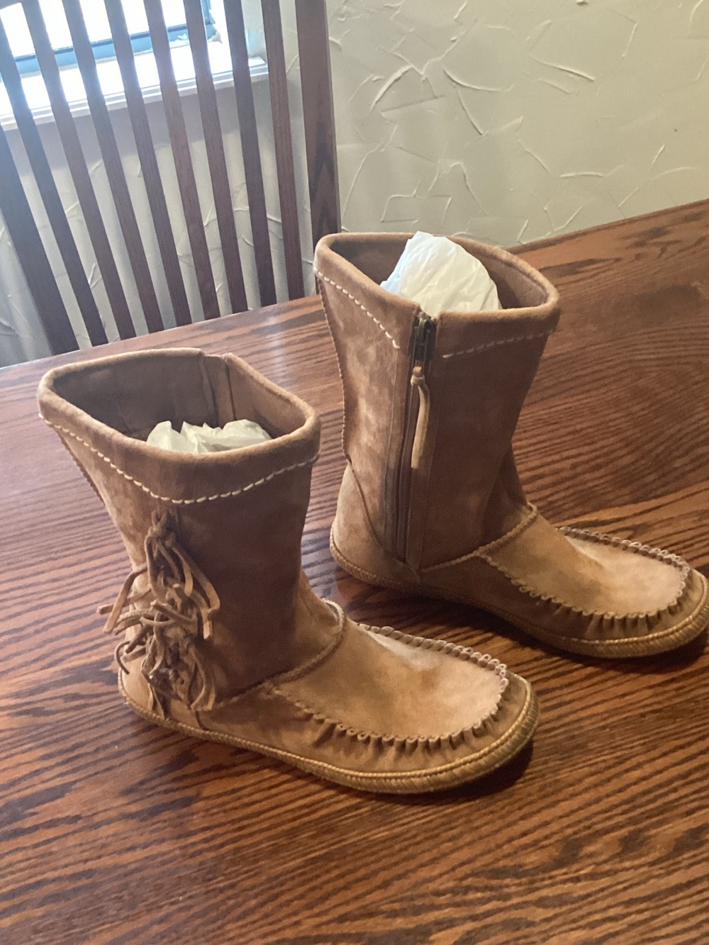 UGG Australia Hyland/Kaysa Suede Leather Fringe Moccasin Boots
